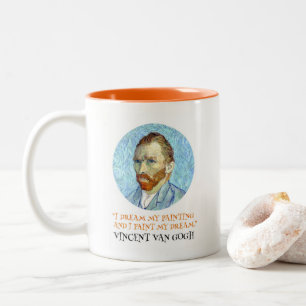 Caneca De Café Em Dois Tons Vincent Van Gogh Retrato com Citação