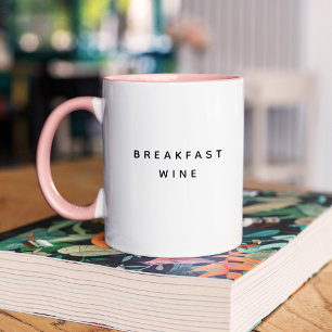 Caneca De Café Em Dois Tons Vinho de Café da Manhã Citação Divertida e Moderna