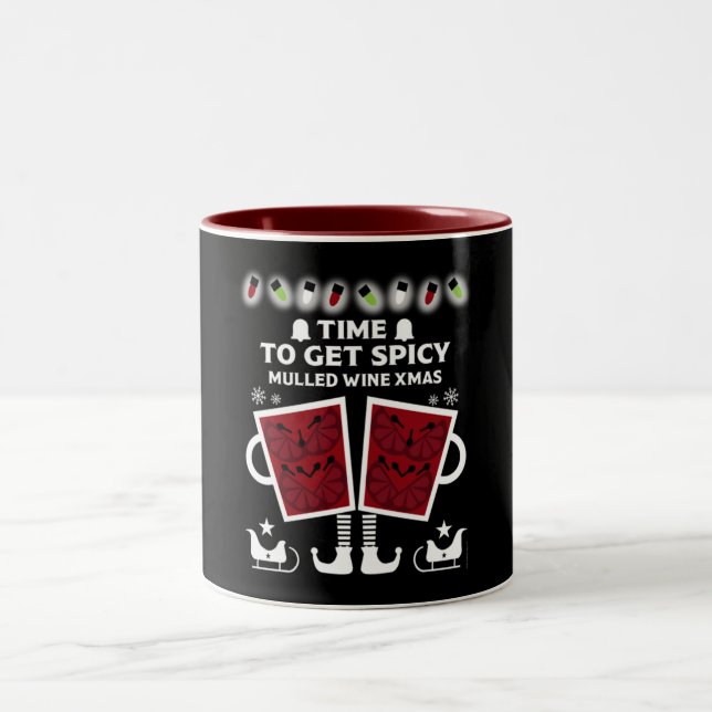 Caneca De Café Em Dois Tons Vinho tinto enrolado de Natal (Centro)