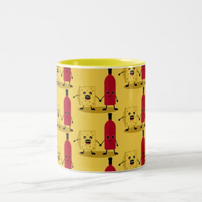 Caneca De Café Em Dois Tons Vinhos E Queijos Amantes (Centro)