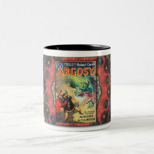 CANECA DE CAFÉ EM DOIS TONS VINTAGE 1939 ARGOSY PULP MAG W DRAGON SLAYER