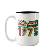 Vintage 1975 Cassette Tape Mug - Café retrô 70s