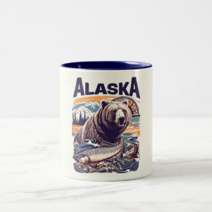 Caneca De Café Em Dois Tons Vintage Alaska Nature