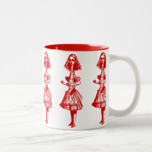 Caneca De Café Em Dois Tons Vintage Alice Stretch no País das Maravilhas