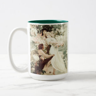 Caneca De Café Em Dois Tons Vintage Alphonse Mucha Espírito do Primavera Perso