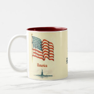 Caneca De Café Em Dois Tons Vintage American Flag Gratidão Café Mug