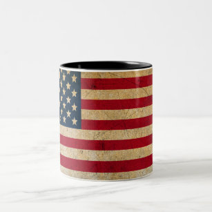 Caneca De Café Em Dois Tons Vintage American Flag, Mug De Café De Duas Tonelad