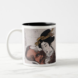 CANECA DE CAFÉ EM DOIS TONS VINTAGE ART JAPANESE