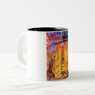 Caneca De Café Em Dois Tons Vintage Barcelona