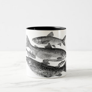 Caneca De Café Em Dois Tons Vintage Black Fish Impressão Mug