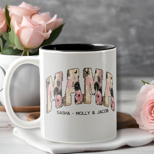 Caneca De Café Em Dois Tons Vintage Black/Pink Floral Lace Varsity Style Mama