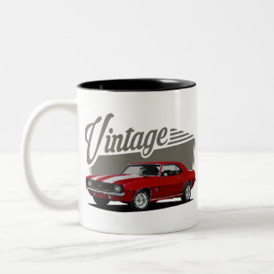 Caneca De Café Em Dois Tons Vintage Block Red Camaro