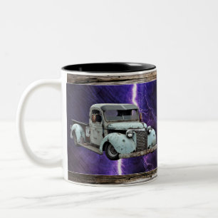 Caneca De Café Em Dois Tons Vintage Blue Truck Mug