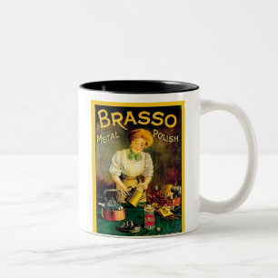 Caneca De Café Em Dois Tons Vintage Brasso Metal Polonês