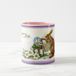 Caneca De Café Em Dois Tons Vintage Bunny Páscoa Joys Mug