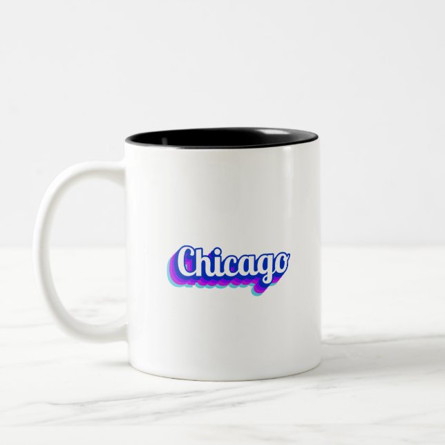 Caneca De Café Em Dois Tons Vintage Chicago (Esquerda)