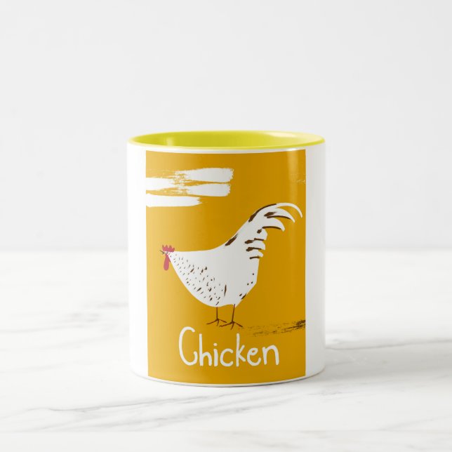 Caneca De Café Em Dois Tons Vintage Chicken (Centro)