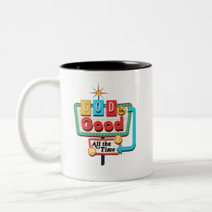 Caneca De Café Em Dois Tons Vintage Christian Retro Deus é sempre Deus