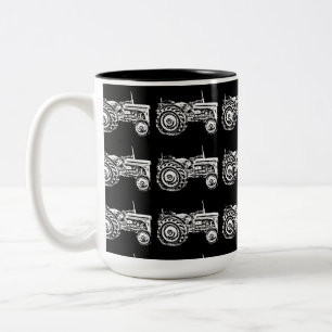 Caneca De Café Em Dois Tons Vintage Cinza, trator de fergison Café Mug