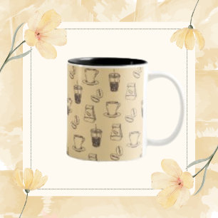 Caneca De Café Em Dois Tons Vintage Coffee Bean Bean Bean Caffeine Patterine M