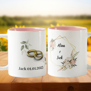 Caneca De Café Em Dois Tons Vintage Colorful Wedding Mug