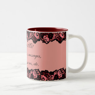Caneca De Café Em Dois Tons Vintage cor-de-rosa rosas vermelhas personalizávei