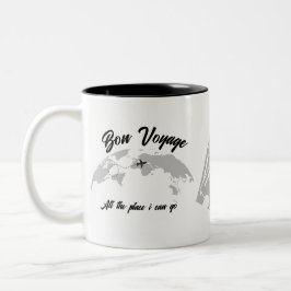 Caneca De Café Em Dois Tons Vintage do Mapa Mundial do Partido Temido do Viage