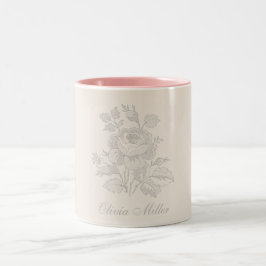 Caneca De Café Em Dois Tons Vintage elegante rosa com rosa