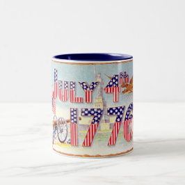 Caneca De Café Em Dois Tons Vintage em 4 de julho