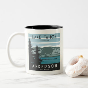 Caneca De Café Em Dois Tons Vintage Family Lake House Lakeside Woods