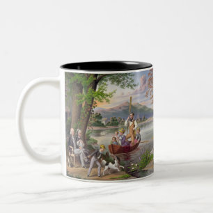 Caneca De Café Em Dois Tons Vintage Family Life Painting