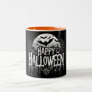 Caneca De Café Em Dois Tons Vintage feliz arte de Halloween