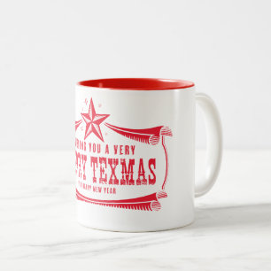 Caneca De Café Em Dois Tons Vintage Feliz Texas Christmas Mug