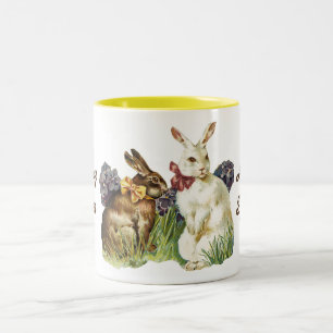 Caneca De Café Em Dois Tons Vintage Felz pascoa Bunnies Coffee Mug