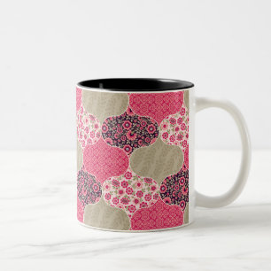 Caneca De Café Em Dois Tons Vintage Floral Marroquino - Padrão Rosa