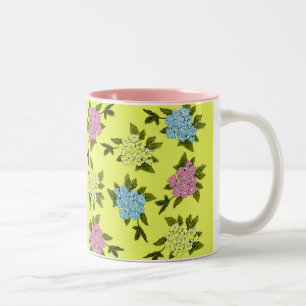 Caneca De Café Em Dois Tons Vintage Flores Mug