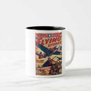 CANECA DE CAFÉ EM DOIS TONS VINTAGE FLYING STORMES WWII MAG COBRIR