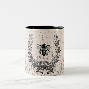 Caneca De Café Em Dois Tons Vintage French Chic Honey Bee