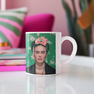 Caneca De Café Em Dois Tons Vintage Frida Kahlo Retratos com Cotação Personali
