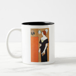 Caneca De Café Em Dois Tons Vintage Funeral Mulher de vestido preto