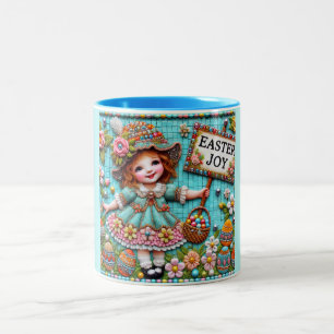 Caneca De Café Em Dois Tons VINTAGE GIRL~ Muito Doce
