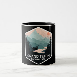 Caneca De Café Em Dois Tons Vintage Grand Teton National Park Deer Mounts
