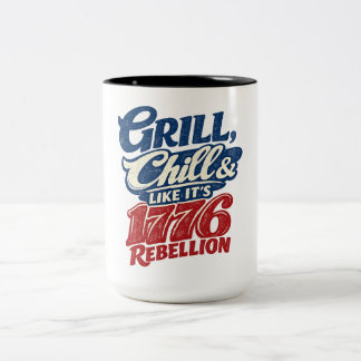 Caneca De Café Em Dois Tons Vintage Grill Chill 1776 Rebelião Patriótica