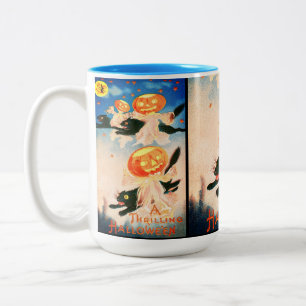 Caneca De Café Em Dois Tons Vintage Halloween Black Cats