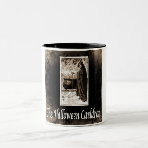 Caneca De Café Em Dois Tons Vintage Halloween Cauldron