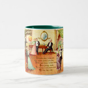 Caneca De Café Em Dois Tons Vintage Halloween saúda dança