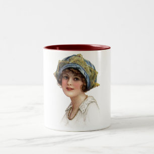 Caneca De Café Em Dois Tons Vintage Lady Coronet Com Lace Mug