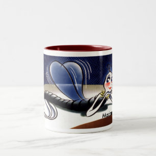 Caneca De Café Em Dois Tons Vintage Madam Malaria Mosquito