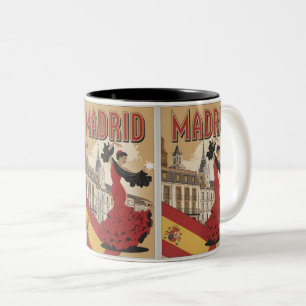 Caneca De Café Em Dois Tons Vintage Madrid Espanha flaminco, lembranças