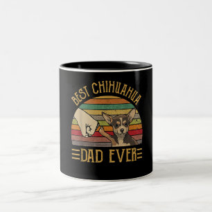 Caneca De Café Em Dois Tons Vintage Melhor Pai Chihuahua Do Sunset